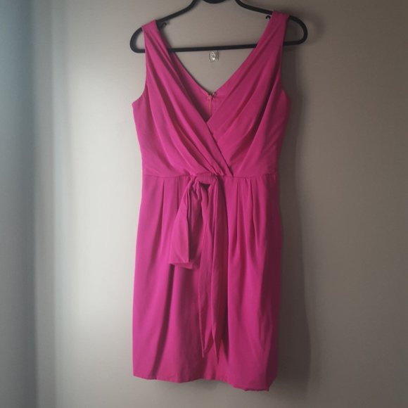 Jill Stuart Silk Pink Fuchsia Sleeveless Formal Dress with Pockets, Size 8 - Picture 2 of 16